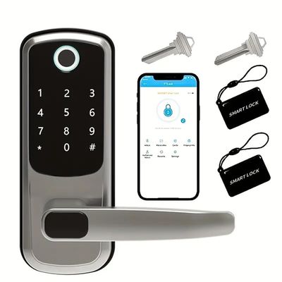 1pc Smart Door Lock TT Lock Smart Door Lock, Keyless Entry Door Lock Fingerprint Door Lock with Keypad Digital Door Lock with Handle for Home, Rental, Office and Hotel,Does Not Contain Battery