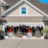 Winter Pine Garage Door Banner Cover Decorations, Large Outdoor Hanging Garage Door Covers Christmas Thanksgiving Halloween Wall Backdrop for Holiday Party, Christmas Gnomes Tree Black Red 6.8x8ft view 1