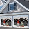 Winter Pine Garage Door Banner Cover Decorations, Large Outdoor Hanging Garage Door Covers Christmas Thanksgiving Halloween Wall Backdrop for Holiday Party, Christmas Gnomes Tree Black Red 6.8x8ft view 3
