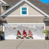 Christmas Gnomes Garage Door Banner Cover Decorations,Large Outdoor Hanging Garage Door Covers Christmas Thanksgiving Halloween Wall Party Backdrop,Silver Pine Tree Leaves Snowflake Grey 6.8x8ft view 1