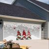 Christmas Gnomes Garage Door Banner Cover Decorations,Large Outdoor Hanging Garage Door Covers Christmas Thanksgiving Halloween Wall Party Backdrop,Silver Pine Tree Leaves Snowflake Grey 6.8x8ft view 4