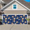 Merry Christmas Garage Door Banner Cover Decorations,Large Outdoor Hanging Garage Door Covers Christmas Thanksgiving Halloween Wall Holiday Party Backdrop,Winter Fantasy Snowflake Holiday Blue 6.8x8ft view 1