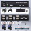 2 Ports Dual Monitor KVM Switch, 4K@60Hz KVM Switch 2 Monitors 2 Computers, KVM Dual Monitor HDMI Switcher 2x2 for 2 Computers Share 2 Displays and 5 USB 2.0 Ports, Wired Remote and USB Power Cable view 3