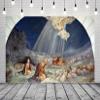 BELECO 5x4ft Fabric Shepherd and Sheep Backdrop Star of Bethlehem Blue Starry Night Nativity Background Christmas Church Religion Nativity Decorations Banner Photo Booth Studio Props view 2