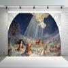 BELECO 5x4ft Fabric Shepherd and Sheep Backdrop Star of Bethlehem Blue Starry Night Nativity Background Christmas Church Religion Nativity Decorations Banner Photo Booth Studio Props view 3