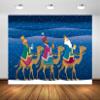 BELECO 8x6ft Fabric Nativity Scene Backdrop Three Wise Men Christmas Snowy Night Winter Scene Background Christmas Church Religion Nativity Decor Photo Props view 1