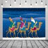 BELECO 8x6ft Fabric Nativity Scene Backdrop Three Wise Men Christmas Snowy Night Winter Scene Background Christmas Church Religion Nativity Decor Photo Props view 2