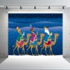 BELECO 8x6ft Fabric Nativity Scene Backdrop Three Wise Men Christmas Snowy Night Winter Scene Background Christmas Church Religion Nativity Decor Photo Props view 3