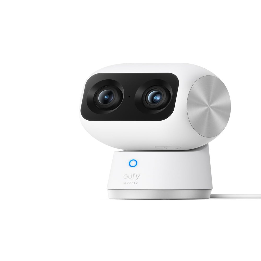 eufy Security Indoor Cam S350,Dual Cameras,4K UHD Resolution Security Camera with 8 Zoom and 360 PTZ,Human/Pet AI,Ideal for Baby Monitor/Pet Camera/Home Security,Dual-Band Wi-Fi 6,Plug in (Renewed)