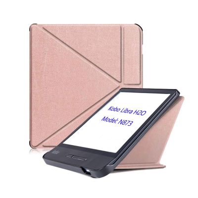 Case Compatible with Kobo Libra H2O N873 eBook, Slim Magnet Auto Sleep Cover PU Leather(Rose Gold)