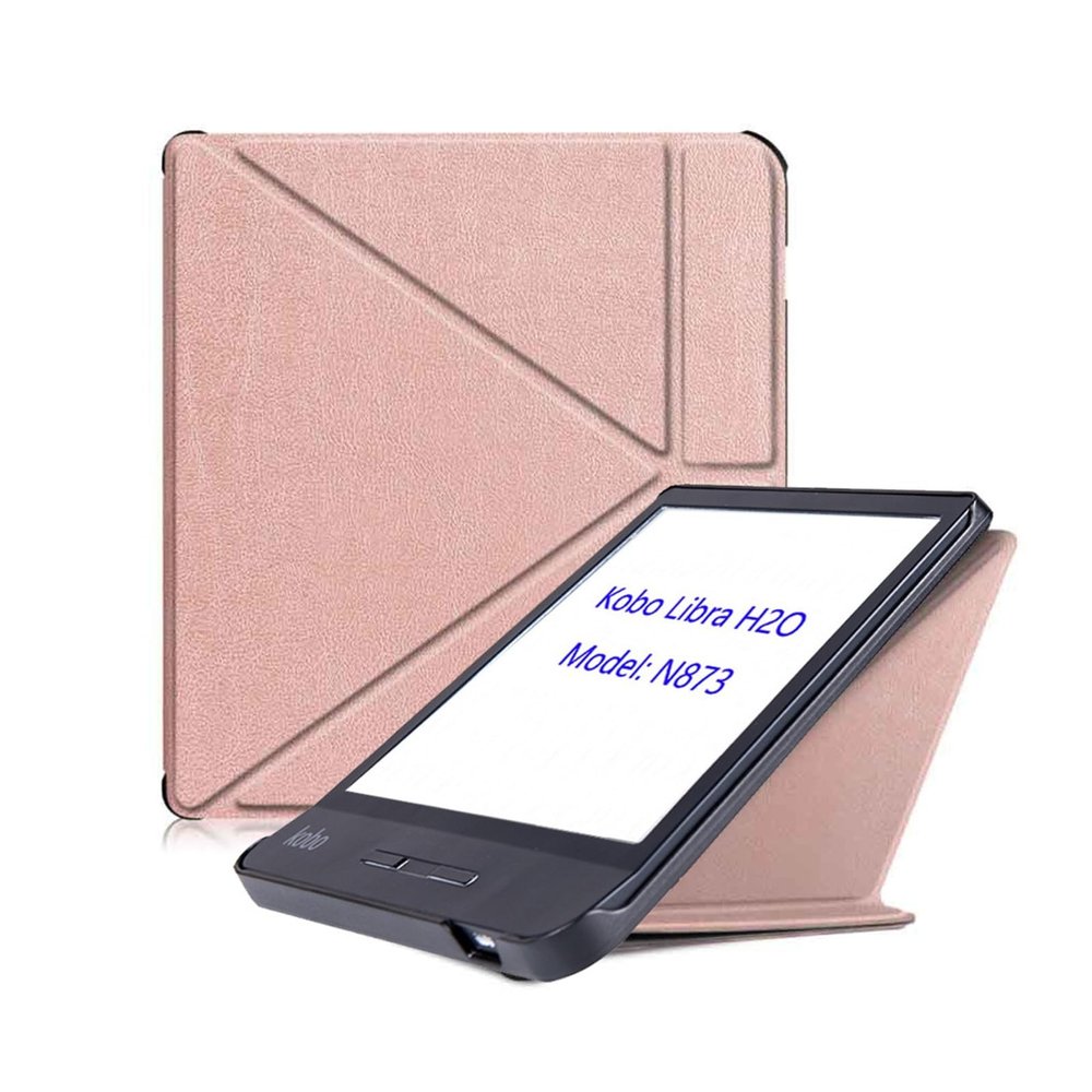 Case Compatible with Kobo Libra H2O N873 eBook, Slim Magnet Auto Sleep Cover PU Leather(Rose Gold)