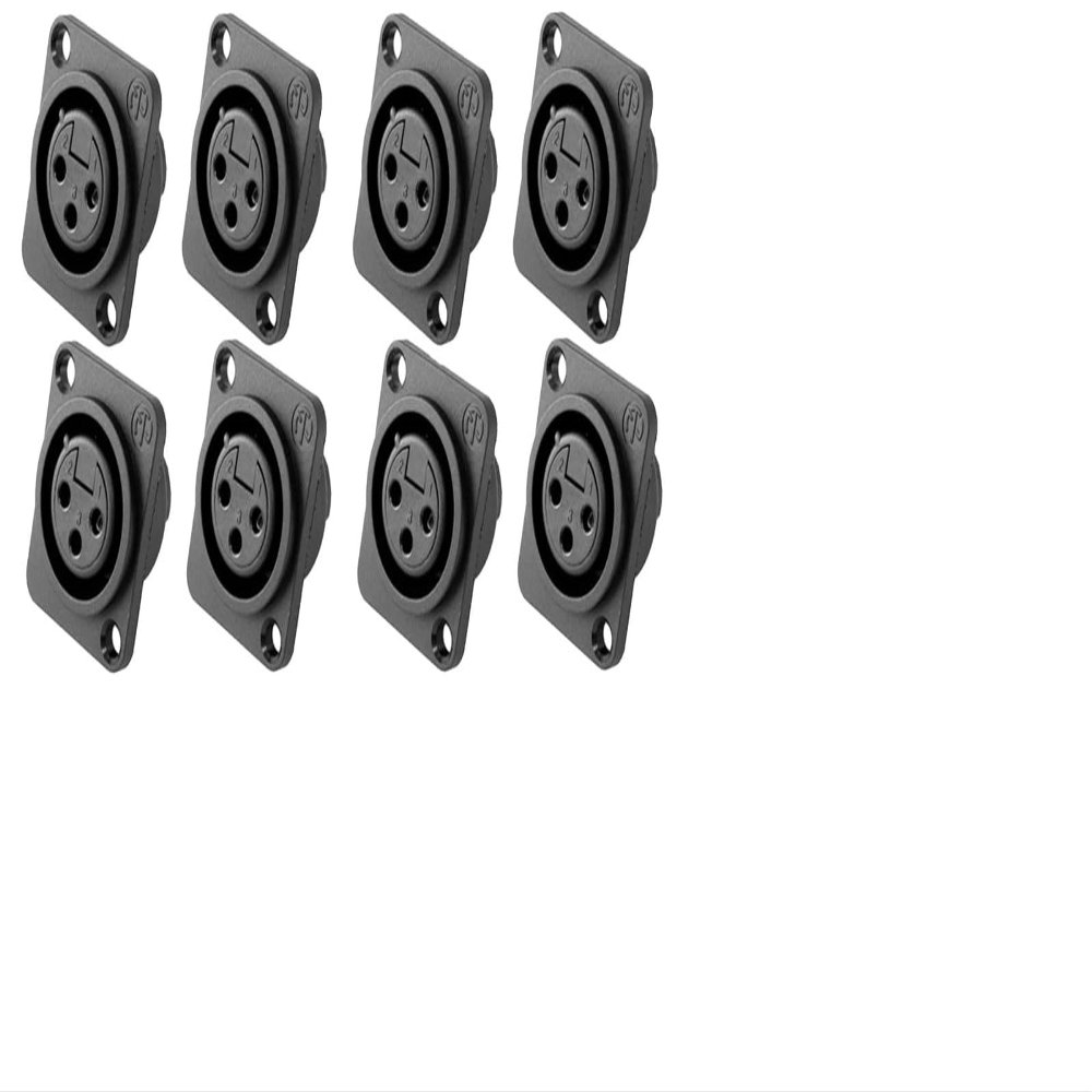 (8 Pack) NEUTRIK NC3FPP 3-PIN XLR Female Panel Mount Non-Latching Nylon Jack