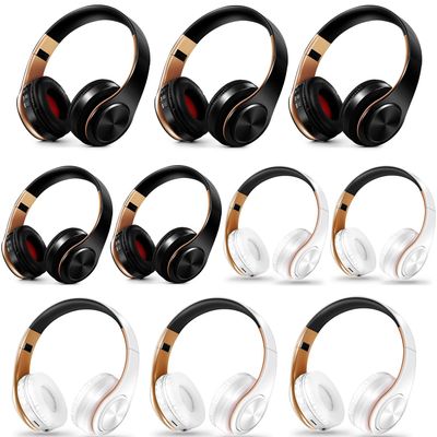 JYSiptkird Bluetooth Headphones, Chat- Comfortable Over Ear Stereo Headphsets with Mic, Soft Earmuffs/Foldable/SD/TF, 20H Playtime, Great for Music/OFC/Tour/Gym/Game (10pcs Gold Colors)