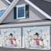 Christmas Snowman Garage Door Banner Cover Decorations, Large Outdoor Hanging Garage Door Covers Christmas Thanksgiving Halloween Wall Backdrop for Holiday Party, Winter Forest Xmas Tree Bird 6x13ft view 3