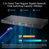 24 Port 2.5G Web Managed Ethernet Network Switch 24 x 2.5 Gigabit | 2 x 10G SFP+ | Work with 10-100-1000Mbps Devices | 160G Bandwidth | Fanless Quiet Metal Internet Switch | Rack Mount view 2