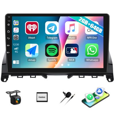 Car Stereo Radio with Wireless Apple CarPlay Android Auto for Mercedes Benz C-Class 2007-2011 W204 9 Android 13 Touch Screen Bluetooth Car Radio with GPS Navigation FM HD Backup Camera [2+64GB]
