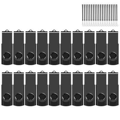 EASTBULL 4GB USB Flash Drive Bulk Thumb Drives 20 Pack with Lanyards USB 2.0 Memory Sticks Zip Drive PenDrive for Storage and Backup Black 20PCS 4GB