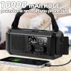 QAUYYW Hand Crank Emergency Radio,37000mWh Solar Powered Portable NOAA AM FM Weather Radio with 3Mode Flashlight and Reading Light,Cell Phone Charger,Home and Emergency Distress Signal (Black) view 4