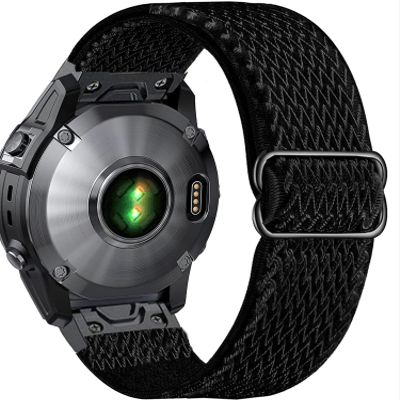 Olytop Fenix 7/Fenix 6/Fenix 5/epix 2 Watch Bands, 22mm Quick Easy Fit Elastic Nylon Replacement Wristband Stretchy Strap for Garmin Instinct, Fenix 6 Pro/Sapphire, Fenix 5 Plus Smartwatch, Wave Black