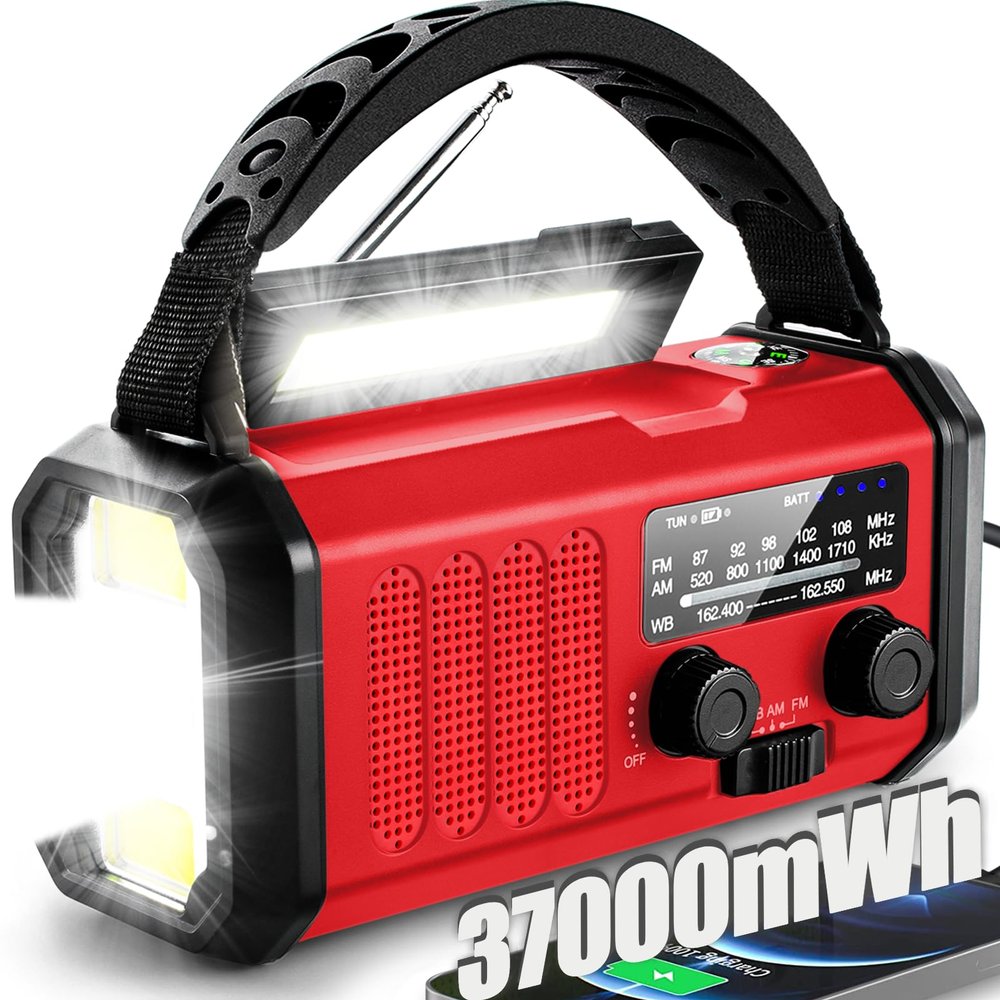 Hand Crank Emergency Radio, 10000mAh NOAA Weather Radio Solar Charging