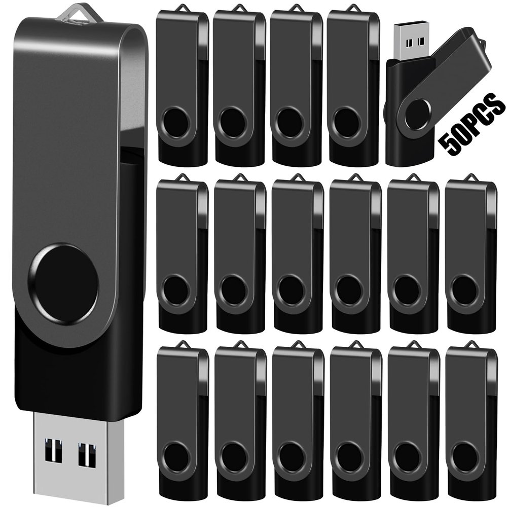 EASTBULL (NOT 128GB) 128MB USB Flash Drive Bulk Thumb Drives 50 Pack with Lanyards USB 2.0 Memory Sticks Zip Drive Pen Drive for Storage and Backup Black 50PCS 128MB