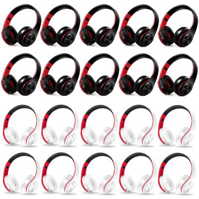 JYSiptkird Bluetooth Headphones, Chat- Comfortable Over Ear Stereo Headphsets with Mic, Soft Earmuffs/Foldable/SD/TF, 20H Playtime, Great for Music/OFC/Tour/Gym/Game (20pcs red Colors)