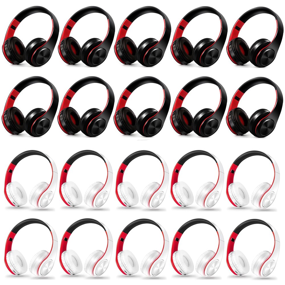 JYSiptkird Bluetooth Headphones, Chat- Comfortable Over Ear Stereo Headphsets with Mic, Soft Earmuffs/Foldable/SD/TF, 20H Playtime, Great for Music/OFC/Tour/Gym/Game (20pcs red Colors)