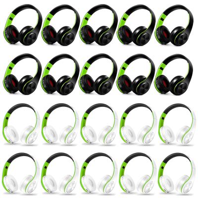 JYSiptkird Bluetooth Headphones, Chat- Comfortable Over Ear Stereo Headphsets with Mic, Soft Earmuffs/Foldable/SD/TF, 20H Playtime, Great for Music/OFC/Tour/Gym/Game (20pcs Green Colors)