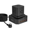 GEEK FULLY Charging Station (100W), 13-in-1 USB C Power Strip with Surge Protection, 6.6Ft Extension Cord, 4 USB C and 4 USB A Ports, 5 AC Outlets for Home Office Dorm Room view 1