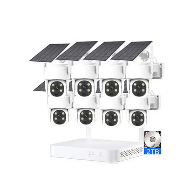 8CH 4MP Solar Power Wireless Home Security Camera System with 8 Cameras and 2T Hard Disk, Outdoor WiFi CCTV Solar Surveillance NVR Kit with Two-Way Audio, Color Night Vision