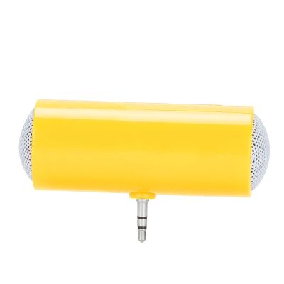 Portable 3.5 mm Mini Speaker, Jack Stereo Mini Speaker for Smart Phones, Tablets, Laptops Wireless Plug in Speaker for Listen to Music, Watch Movies, Play Games(Yellow)