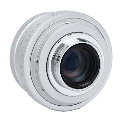 CCTV C Mount Wide Angle Lens, Aluminum Alloy Black 25mm F1.8 Mini CCTV C Mount Home Electronic Wide Angle Lens for DSLR, for Indoor NEX Camera (Silver)