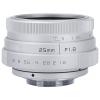 CCTV C Mount Wide Angle Lens, Aluminum Alloy Black 25mm F1.8 Mini CCTV C Mount Home Electronic Wide Angle Lens for DSLR, for Indoor NEX Camera (Silver) view 2