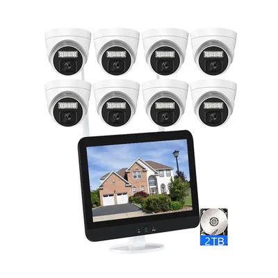 8CH 5MP Wireless WiFi Security Dome Camera Kit with Monitor, Outdoor Full HD Waterproof Surveillance Camera System with Two Way Audio, Color Night Vision, with 2TB Hard Disk
