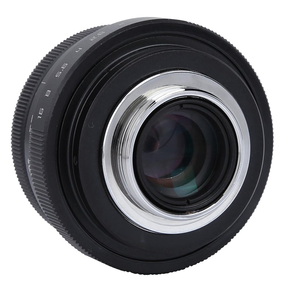 CCTV C Mount Wide Angle Lens, Aluminum Alloy Black 25mm F1.8 Mini CCTV C Mount Home Electronic Wide Angle Lens for DSLR, for Indoor NEX Camera (Black)