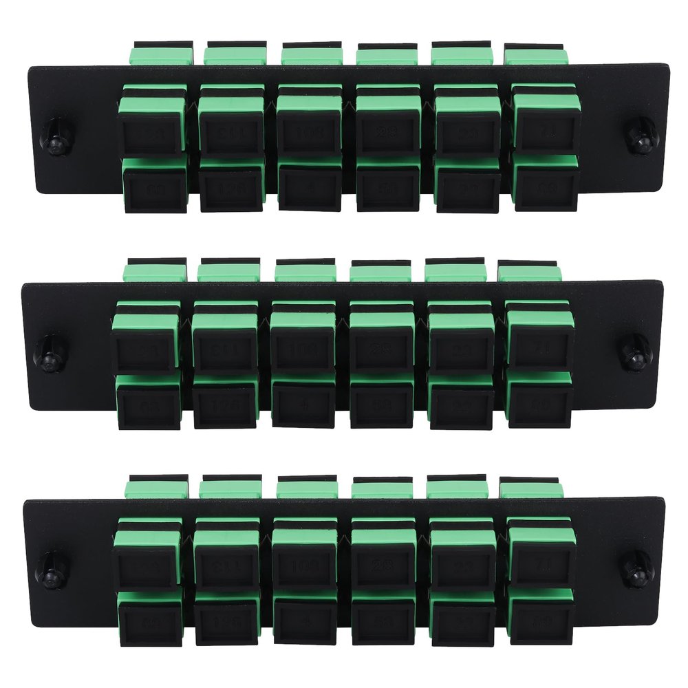 fyboptwu 12-Port SC APC SM Fiber Patch Panel with 12 Simplex Adapters, 3pcs