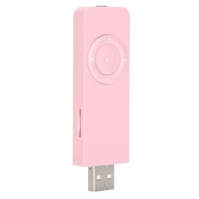 flexman USB 2.0 MP3 Music Player, Portable Digital Music Media MP3 Player with Lanyard for Listening to Music with 3.5mm Earphones Support 32GB Memory Card(Pink)