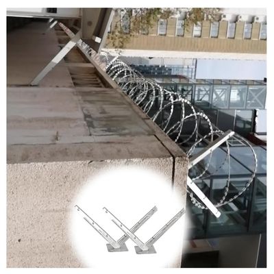 GZHERVICES 1 Pair Razor Wire Bracket, Hot-dip Galvanised V-Bracket, Roll Concertina Garden Fence Wire Bracket, Barb Wire V Extension Bracket/Arm