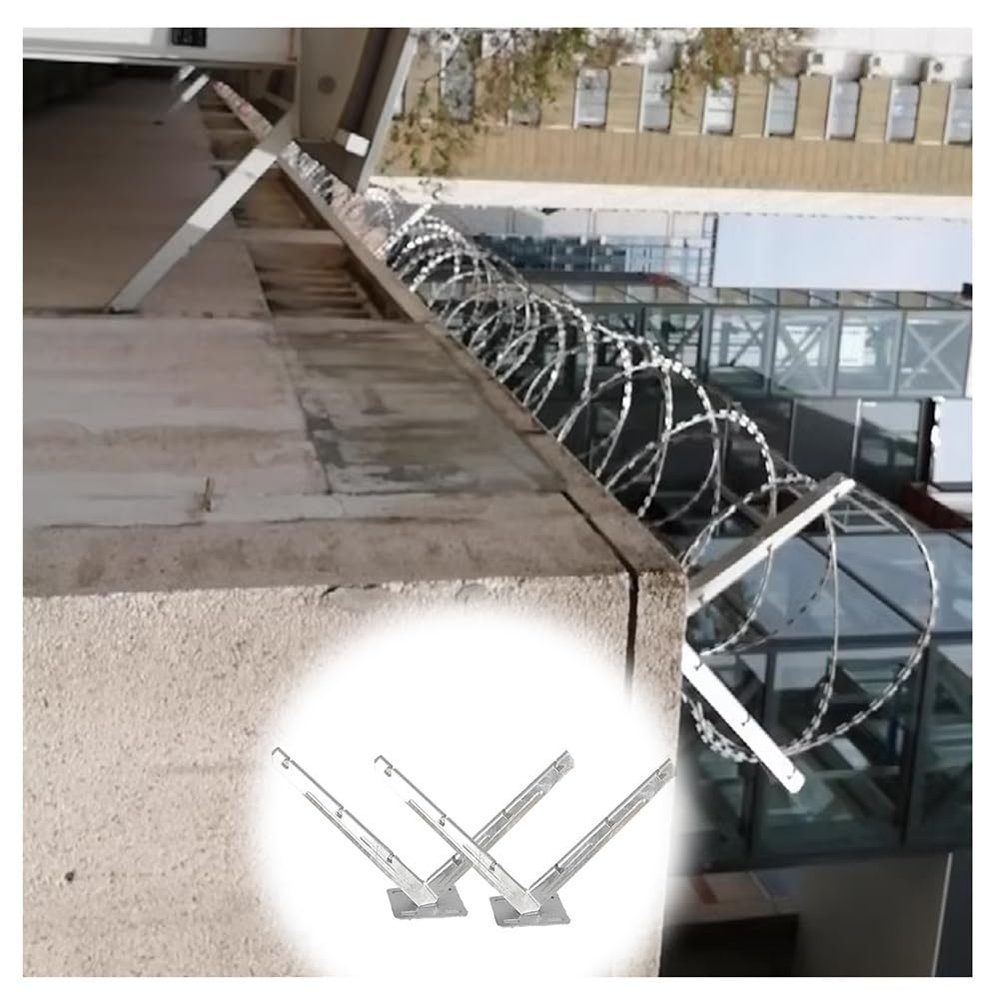 GZHERVICES 1 Pair Razor Wire Bracket, Hot-dip Galvanised V-Bracket, Roll Concertina Garden Fence Wire Bracket, Barb Wire V Extension Bracket/Arm