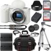 Sony ZV-E10 Mirrorless Camera (White) + 2X 64GB Memory + Case + Tripod & More (20pc Bundle) (Renewed) view 1