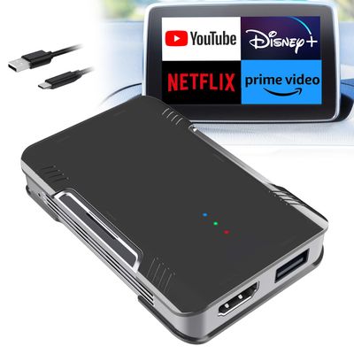 Magic CarPlay Box 3.0 Max, CarPlay AI Box Support YouTube/Netflix/Hulu etc., Qualcomm Multi-Core Android System Multimedia Video Box with Wireless CarPlay/Android Auto Adapter