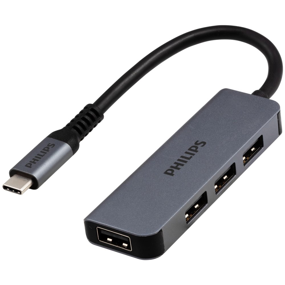 Philips USB C to USB Hub for Laptop, 4 USB 2.0 Ports, USB C Hub Multiport Adapter for MacBook Pro, MacBook Air, 480 Mbps Data Transfer Speed, USB C Laptops Docking Station, SWL3573S/37