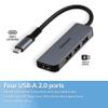 Philips USB C to USB Hub for Laptop, 4 USB 2.0 Ports, USB C Hub Multiport Adapter for MacBook Pro, MacBook Air, 480 Mbps Data Transfer Speed, USB C Laptops Docking Station, SWL3573S/37 view 2