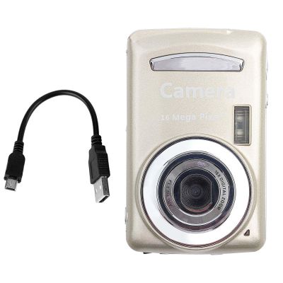 Vlogging Camera Compact Cameras with 16X Zoom 16MP 720P 30FPS Portable Mini Digital Video Camera Digital Camera, for Teens, People, Adult, Beginners (Gold)