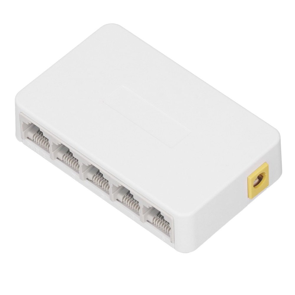 5 Port 10/100/1000Mbps RJ45 Network Ports Plug and Play Network Hub Stable Smart Forwarding Silent Operation Ethernet Switch for Home Network, Ethernet Splitter, (US