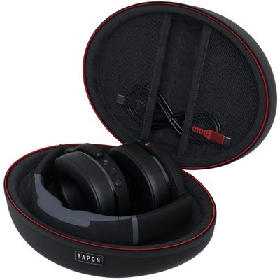 BAPON Travel Over Ear Headphone Case - Hard Shell Headphone Case with USB-C Cable - Compatible with Skullcandy Crusher Evo/Anc/Hesh - Case to Carry Noise Cancelling Foldable Wireless Headphone (Black)