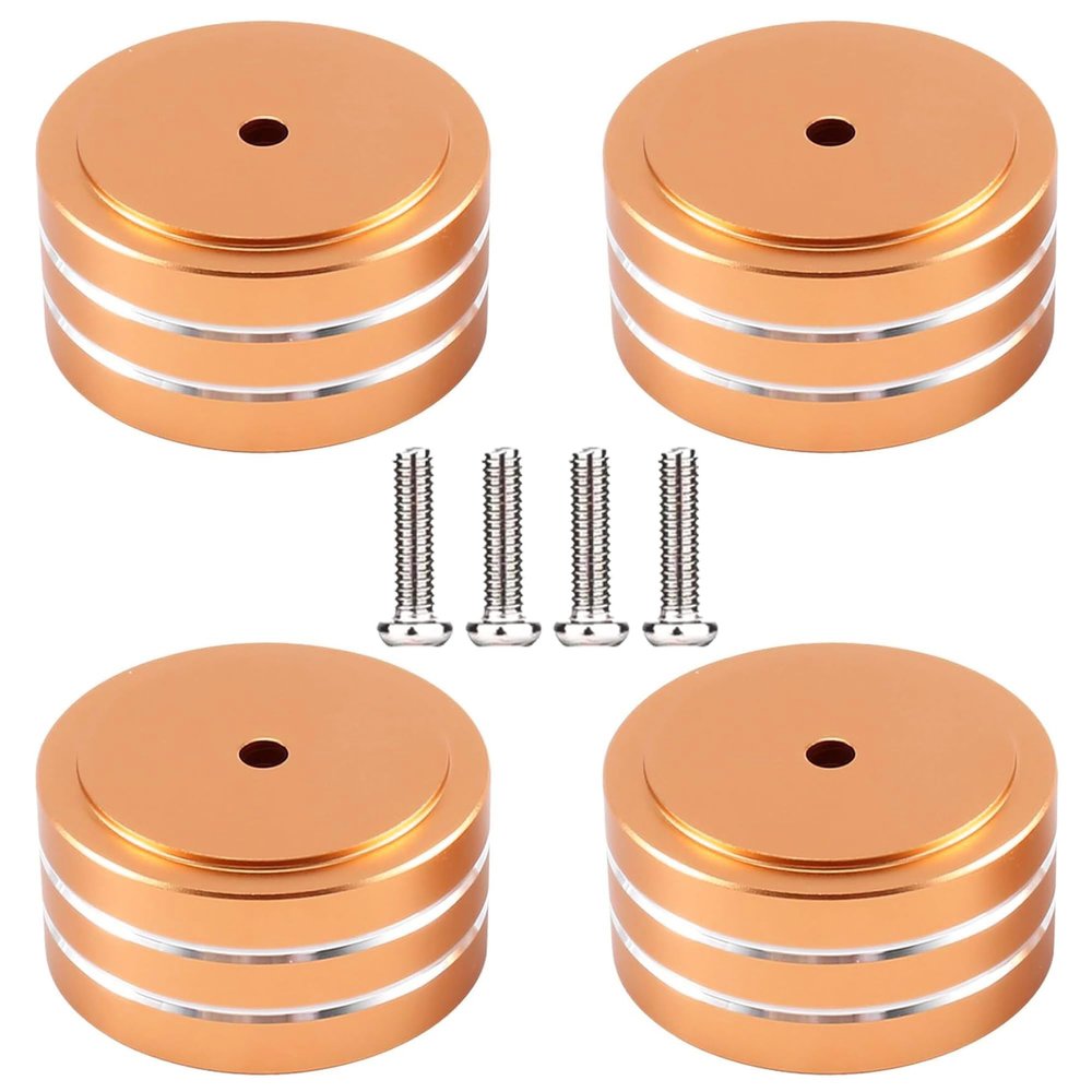 Dufray HiFi Speaker Spike Stand Feet Pads, 1.6in*0.8in Aluminum Speaker Isolators, Acoustic Shock Absorber Feet for Amplifier, Speaker, Turntables, DAC, Subwoofer, CD/DVD Players