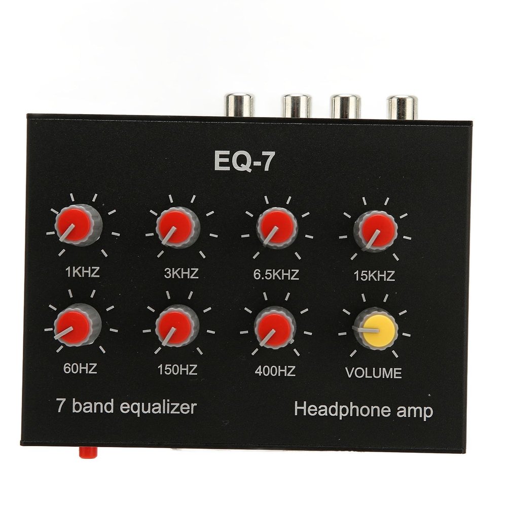 7 Band Equalizer, 12dB Aluminum Alloy High Bass Adjustment Output Input 7 Band Sound Equalizer Stable for Cars