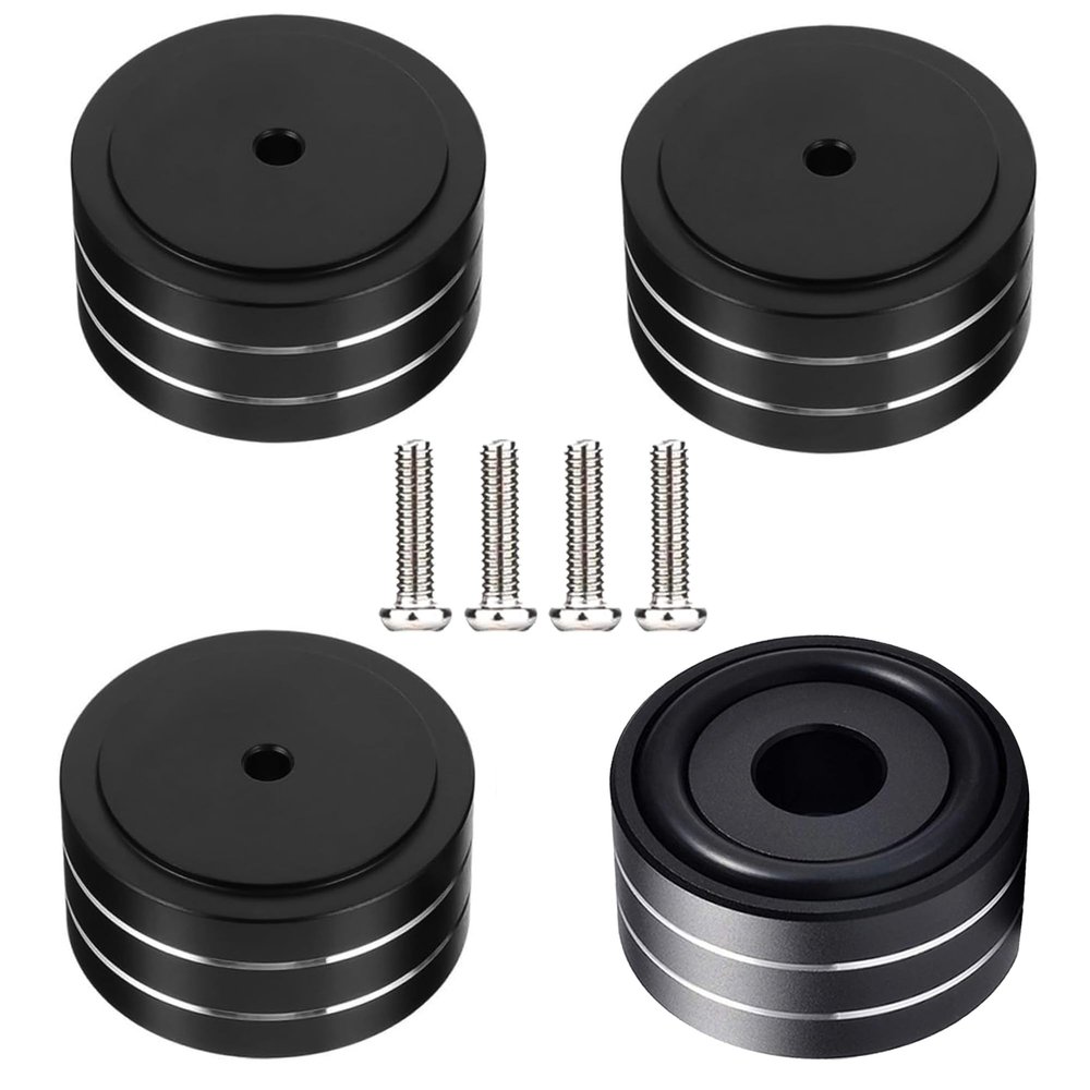 Dufray HiFi Speaker Spike Stand Feet Pads, 1.6in*0.8in Aluminum Speaker Isolation Feet, Audiophile Shock Absorber Feet for Amplifier, Turntables, DAC, Subwoofer, CD/DVD Players