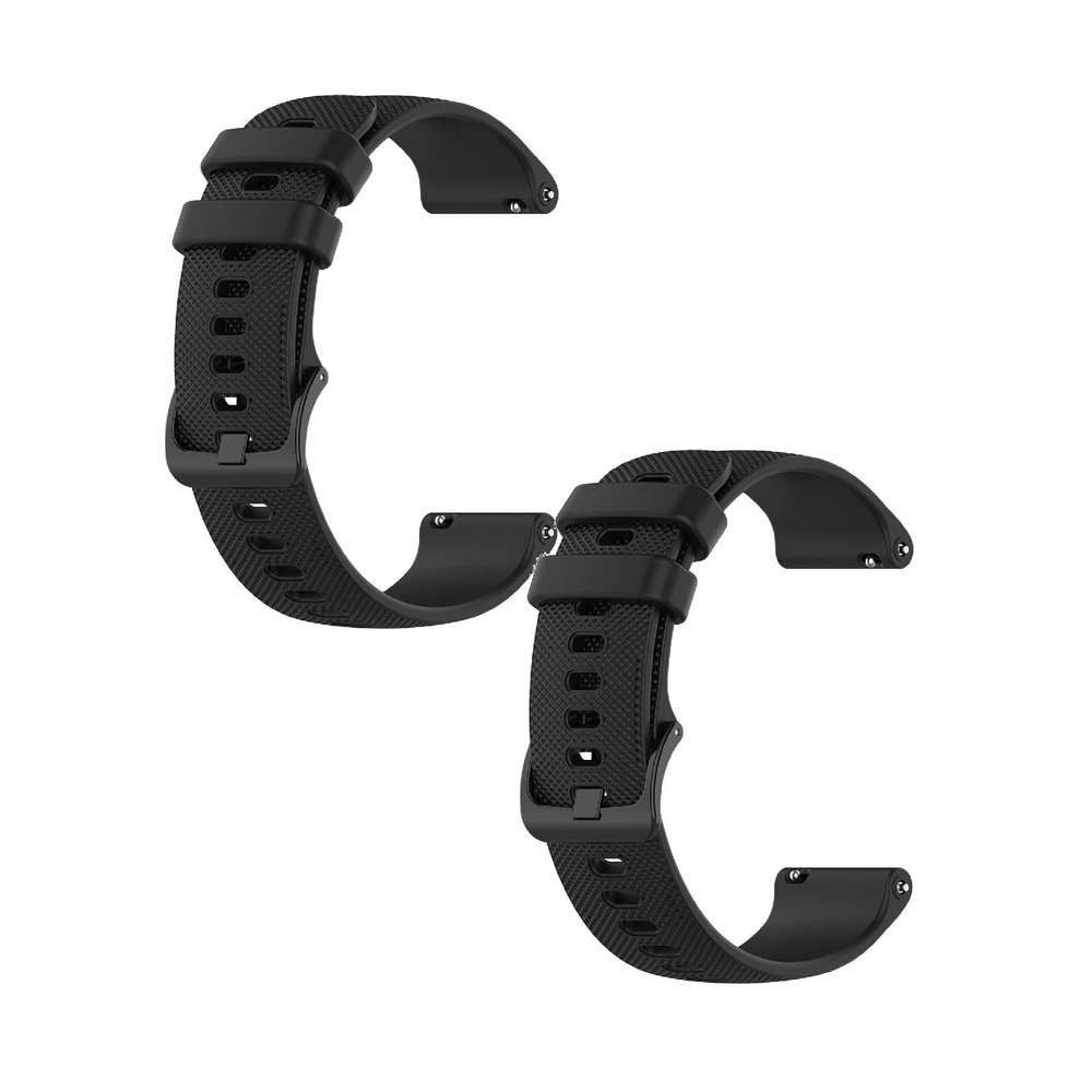 2 Pack Strap Compatible with Garmin Forerunner 245/245 Music Straps, 20mm Soft Silicone Band Sport Replacement Watchbands for Garmin Forerunner 245/245 Music,Men Women (Black+Black)
